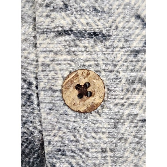 Caribbean Hawaiian Button Up Down Shirt Bamboo Wood Buttons Large L Silk - Picture 4 of 8
